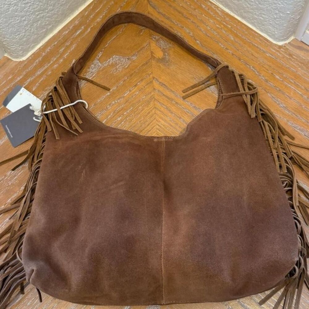 *SOLD* NWT Haute Hippie Tan Fringe Suede Hobo - Picture 3 of 8